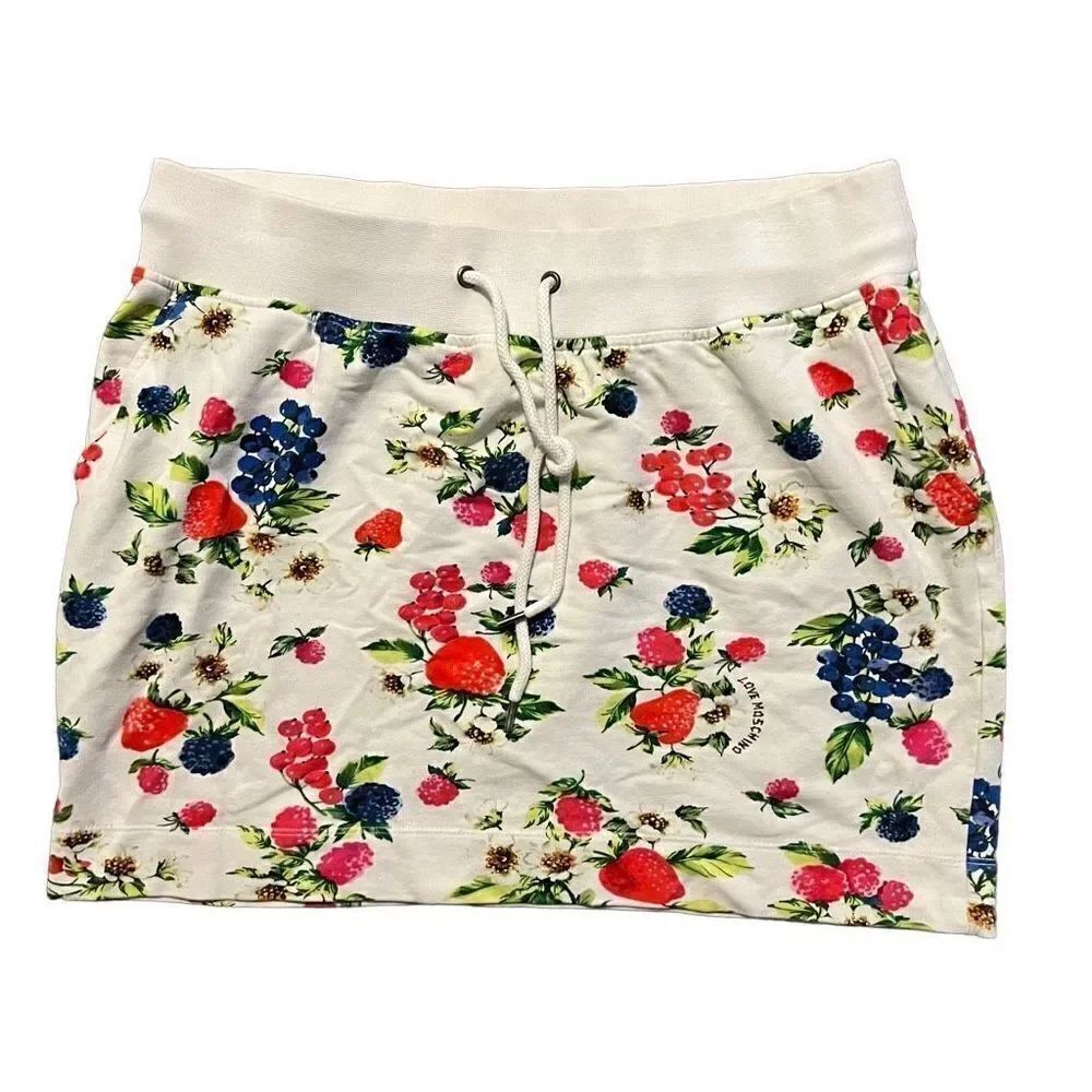 Love Moschino Floral Fruity White Mini Skirt Size 8